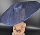 Navy Blue Wide Brim Sinamay Fascinator Hat  Ascot Royal Hat for Wedding Race Day Kentucky Derby Party Mother of the Bride Studio Photoshoot