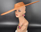 Copper Orange Wide Brim Sinamay Fascinator Hat Ascot Royal Hat  Wedding Race Day Kentucky Derby Party Mother of the Bride Studio Photoshoot