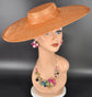Copper Orange Wide Brim Sinamay Fascinator Hat  Ascot Royal Hat for Wedding Race Day Kentucky Derby Party Mother of the Bride