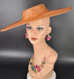 Copper Orange Wide Brim Sinamay Fascinator Hat  Ascot Royal Hat for Wedding Race Day Kentucky Derby Party Mother of the Bride