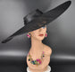 Black Super Wide Brim Sinamay Fascinator Hat Ascot Royal Hat for Wedding Race Day Kentucky Derby Party Mother of the Bride Studio Photoshoot