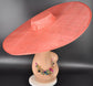 Coral Pink Wide Brim Sinamay Fascinator Hat  Ascot Royal Hat for Wedding Race Day Kentucky Derby Party Mother of the Bride Studio Photoshoot