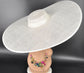 White Super  Wide Brim Sinamay Fascinator Hat  Ascot Royal Hat Wedding Race Day Kentucky Derby Party Mother of the Bride Studio Photoshoot