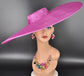 Fuchsia Pink Wide Brim Sinamay Fascinator Hat Ascot Royal Hat Wedding Race Day Kentucky Derby Party Mother of the Bride Studio Photoshoot