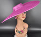 Fuchsia Pink Wide Brim Sinamay Fascinator Hat Ascot Royal Hat Wedding Race Day Kentucky Derby Party Mother of the Bride Studio Photoshoot