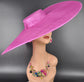 Fuchsia Pink Wide Brim Sinamay Fascinator Hat Ascot Royal Hat Wedding Race Day Kentucky Derby Party Mother of the Bride Studio Photoshoot