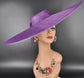 Purple Wide Brim Sinamay Fascinator Hat  Ascot Royal Hat for Wedding Race Day Kentucky Derby Party Mother of the Bride Studio Photoshoot