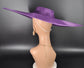 Purple Wide Brim Sinamay Fascinator Hat  Ascot Royal Hat for Wedding Race Day Kentucky Derby Party Mother of the Bride Studio Photoshoot