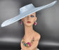 Light Blue Wide Brim Sinamay Fascinator Hat  Ascot Royal Hat for Wedding Race Day Kentucky Derby Party Mother of the Bride Studio Photoshoot