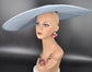 Light Blue Wide Brim Sinamay Fascinator Hat  Ascot Royal Hat for Wedding Race Day Kentucky Derby Party Mother of the Bride Studio Photoshoot