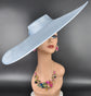 Light Blue Wide Brim Sinamay Fascinator Hat  Ascot Royal Hat for Wedding Race Day Kentucky Derby Party Mother of the Bride Studio Photoshoot