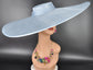 Light Blue Wide Brim Sinamay Fascinator Hat  Ascot Royal Hat for Wedding Race Day Kentucky Derby Party Mother of the Bride Studio Photoshoot