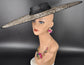 Wide Brim Kentucky Derby Fascinator Hat, Ascot Hat for Wedding & Tea Party, Garden Party Hat, Mother of the Bride, Church Black w Leopard