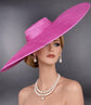 Fuchsia Pink Wide Brim Sinamay Fascinator Hat Ascot Royal Hat Wedding Race Day Kentucky Derby Party Mother of the Bride Studio Photoshoot