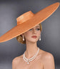 Copper Orange Wide Brim Sinamay Fascinator Hat Ascot Royal Hat  Wedding Race Day Kentucky Derby Party Mother of the Bride Studio Photoshoot