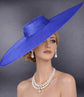 Royal Blue Wide Brim Sinamay Fascinator Hat  Ascot Royal Hat for Wedding Race Day Kentucky Derby Party Mother of the Bride Studio Photoshoot