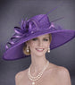 Wide Brim Kentucky Derby Hat, Ascot Hat for Wedding & Tea Party, Garden Party Hat, Mother of the Bride, Church-Purple