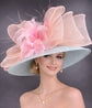 Wide Brim Kentucky Derby Hat, Ascot Hat for Wedding & Tea Party, Garden Party Hat, Mother of the Bride, Church Powder Blue Pink