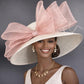 Wide Brim Kentucky Derby Hat, Ascot Hat for Wedding & Tea Party, Garden Party Hat, Mother of the Bride, Church Ivory/Off White Blush Pink