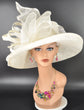 Ivory Off White Wide Brim Sinamay Hat for Kentucky Derby, Ascot Racing Hat, Elegant Wedding Guest Hat, Mother of the Bride Hat