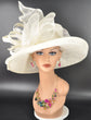 Ivory Off White Wide Brim Sinamay Hat for Kentucky Derby, Ascot Racing Hat, Elegant Wedding Guest Hat, Mother of the Bride Hat