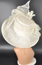 Ivory Off White Wide Brim Sinamay Hat for Kentucky Derby, Ascot Racing Hat, Elegant Wedding Guest Hat, Mother of the Bride Hat