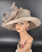 Taupe  Wide Brim Sinamay Hat for Kentucky Derby, Ascot Racing Hat, Elegant Wedding Guest Hat, Mother of the Bride Hat