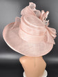 Blush Pink Dusty Pink Wide Brim Sinamay Hat for Kentucky Derby, Ascot Racing Hat, Elegant Wedding Guest Hat, Mother of the Bride Hat