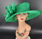 Kelly  Green Wide Brim Kentucky Derby Hat, Ascot Hat for Wedding & Tea Party, Garden Party Hat, Mother of the Bride, Church