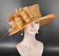 Metal Gold Wide Brim Kentucky Derby Hat, Ascot Hat for Wedding & Tea Party, Garden Party Hat, Mother of the Bride, Church