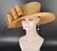 Metal Gold Wide Brim Kentucky Derby Hat, Ascot Hat for Wedding & Tea Party, Garden Party Hat, Mother of the Bride, Church