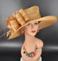 Metal Gold Wide Brim Kentucky Derby Hat, Ascot Hat for Wedding & Tea Party, Garden Party Hat, Mother of the Bride, Church
