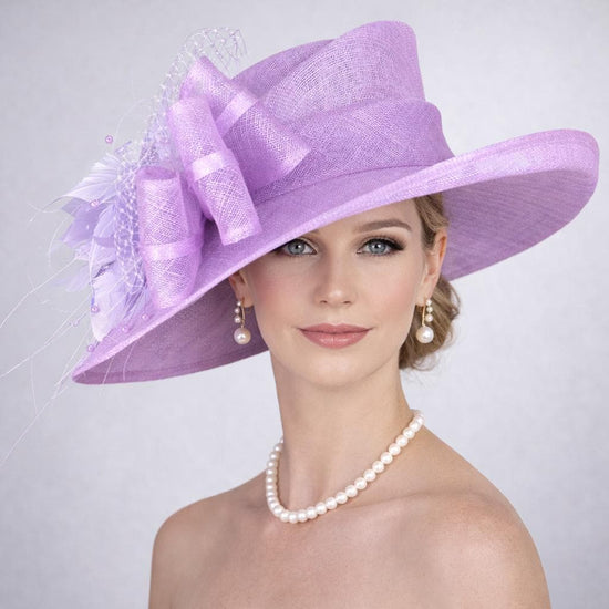 Lilac Wide Brim Kentucky Derby Hat, Ascot Hat for Wedding & Tea Party, Garden Party Hat, Mother of the Bride, Church