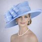 Light Blue Wide Brim Kentucky Derby Hat, Ascot Hat for Wedding & Tea Party, Garden Party Hat, Mother of the Bride, Church