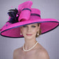 Fuchsia Pink Navy Blue Wide Brim Kentucky Derby Hat, Ascot Hat for Wedding & Tea Party, Garden Party Hat, Mother of the Bride, Church
