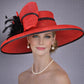 Red Black  Wide Brim Kentucky Derby Hat, Ascot Hat for Wedding & Tea Party, Garden Party Hat, Mother of the Bride, Church