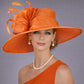 Copper Orange Three Layer Wide Brim Sinamay Hat Kentucky Derby Hat  Wedding Church Tea Party Garden Party Ascort Royal Party Hat