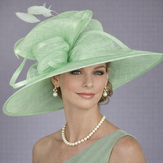 Mint Green Three Layer Wide Brim Sinamay Hat Kentucky Derby Hat Wedding Church Tea Party Garden Party Ascort Royal Party Hat