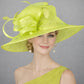 Lime Green Three Layer Wide Brim Sinamay Hat Kentucky Derby Hat Wedding Church Tea Party Garden Carriage Party Ascort Royal Party Hat