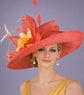 Red with Gold Wide Brim Kentucky Derby Hat, Ascot Hat for Wedding & Tea Party, Garden Party Hat, Mother of the Bride, Church
