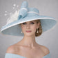 Powder Blue Ivory Off White Wide Brim Kentucky Derby Hat, Ascot Hat for Wedding & Tea Party, Garden Party Hat, Mother of the Bride, Church