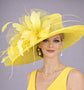 Yellow Lime Green Wide Brim Kentucky Derby Hat, Ascot Hat for Wedding & Tea Party, Garden Party Hat, Mother of the Bride, Church