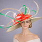Taupe Red Green Ivory Pink  Wide Brim Kentucky Derby Hat, Ascot Hat for Wedding & Tea Party, Garden Party Hat, Mother of the Bride, Church