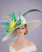 Wide Brim Sinamay Derby Hat: Feather Ascot Hat