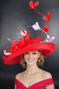 Red Lilac Custom Feather Style Wide Brim Kentucky Derby Hat, Ascot Hat for Wedding & Tea Party, Garden Party Hat,Mother of the Bride, Church