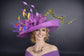 Purple Gold Royal Blue  Wide Brim Kentucky Derby Hat, Ascot Hat for Wedding & Tea Party, Garden Party Hat, Mother of the Bride, Church