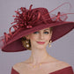 Burgundy / Wine /Maroon Wide Brim Sinamay Hat For Kentucky Derby,Tea Part,Garden Party, Church, Mother of the Bride, Ascot Royal Party