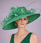 Jade Green Wide Brim Kentucky Derby Hat,Ascot Hat for Wedding & Tea Party, Garden Party Hat, Mother of the Bride, Church