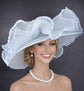 Powder Blue Crin Wave Style Wide Brim Kentucky Derby Hat,Ascot Hat for Wedding & Tea Party, Garden Party Hat, Mother of the Bride, Church
