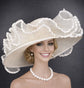Ivory Wide Brim Kentucky Derby Hat,Ascot Hat for Wedding & Tea Party, Garden Party Hat, Mother of the Bride, Church
